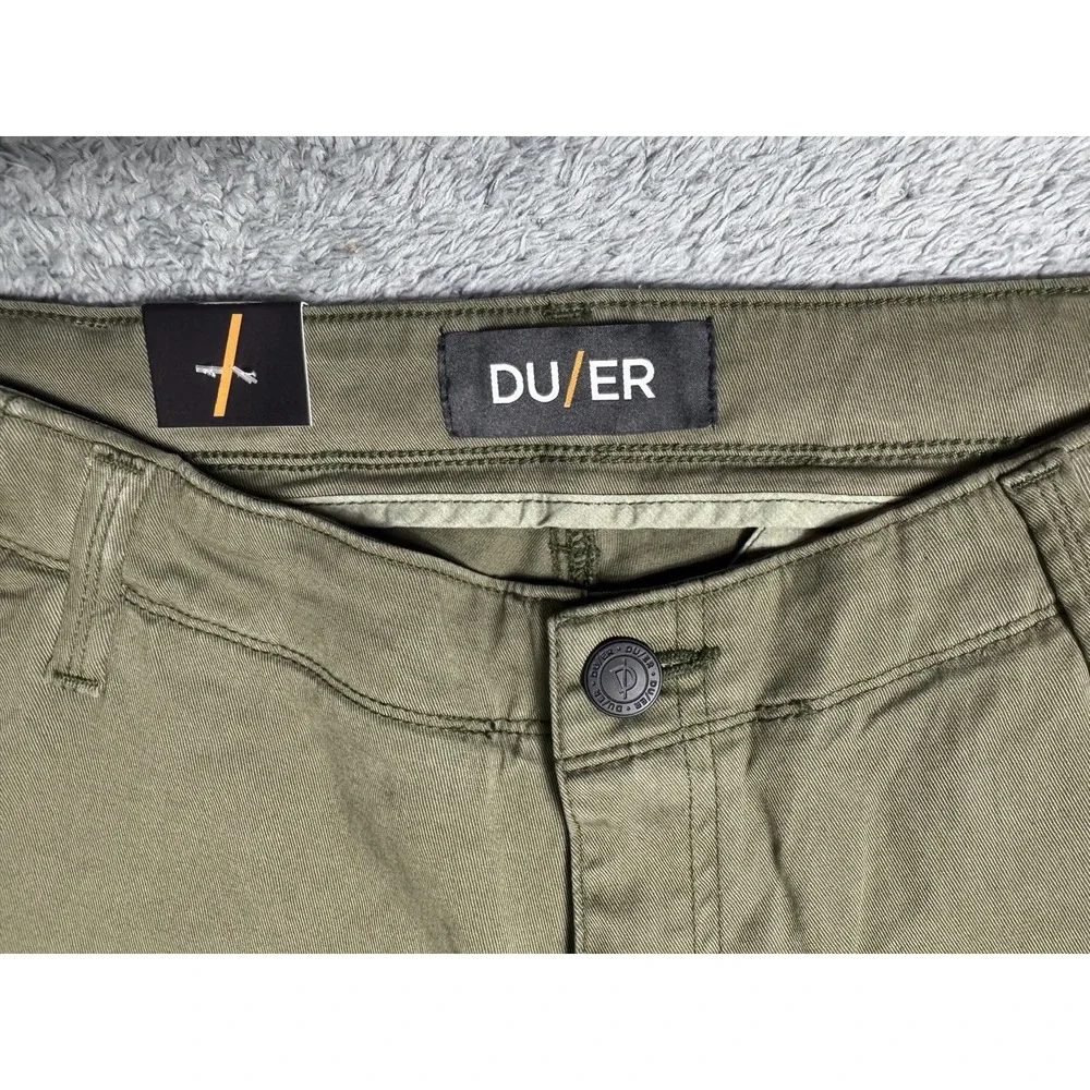 DU/ER Men's 38x30 Live Free Adventure Pants Loden Green Cargo Technical Fabric